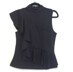 Suzy Shier Black Sleeveless Ruffle Top